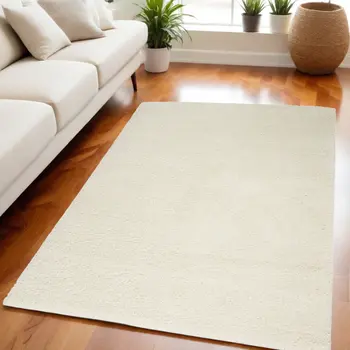 5' X 7' Ivory Shag Area Rug
