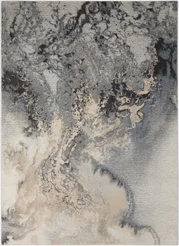 5' X 7' Gray Blue and Ivory Abstract Area Rug