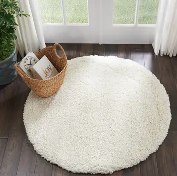 4' Ivory Shag Round Rug