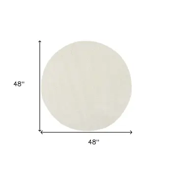 4' Ivory Shag Round Rug