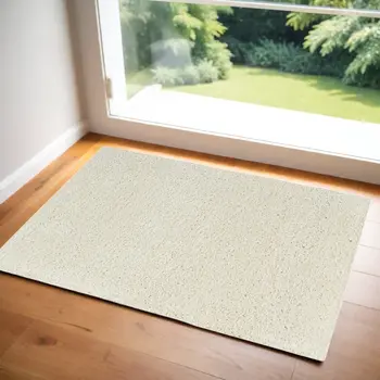 3' X 5' Ivory Shag Distressed Area Rug