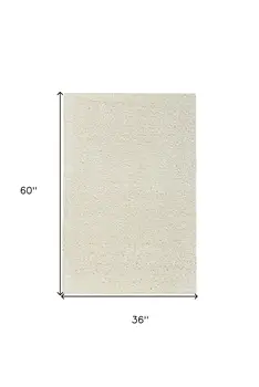 3' X 5' Ivory Shag Distressed Area Rug