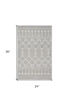 2' X 3' Gray and Ivory Geometric Area Rug