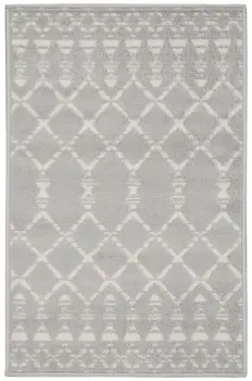 2' X 3' Gray and Ivory Geometric Area Rug