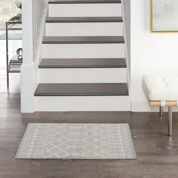 2' X 3' Gray and Ivory Geometric Area Rug