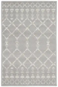 2' X 3' Gray and Ivory Geometric Area Rug