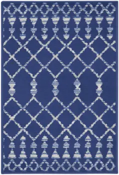 2' X 3' Navy Blue and Ivory Geometric Area Rug