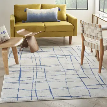 2' X 3' Gray and Blue Floral Area Rug