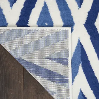 2' X 3' Ivory and Blue Geometric Area Rug