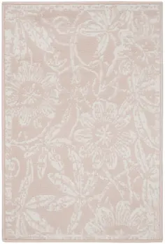 2' X 3' Pink and Ivory Floral Distressed Area Rug