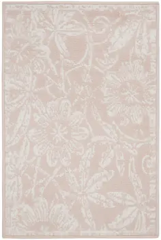 2' X 3' Pink and Ivory Floral Distressed Area Rug