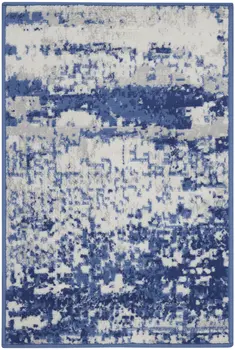 2' X 3' Ivory And Navy Blue Abstract Area Rug