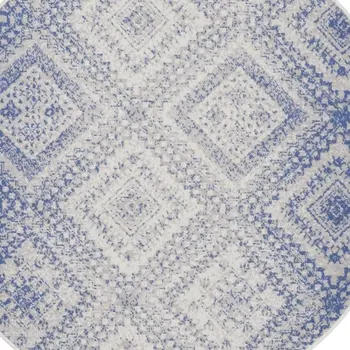 2' X 3' Ivory and Blue Abstract Distressed Area Rug