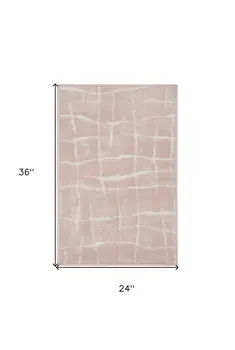 2' X 3' Pink and Ivory Abstract Area Rug