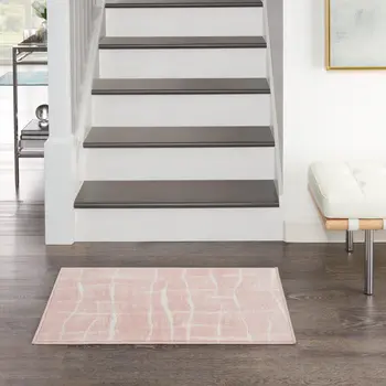 2' X 3' Pink and Ivory Abstract Area Rug