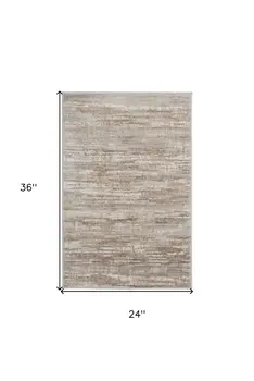2' X 3' Ivory and Gray Abstract Non Skid Area Rug