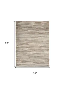 4' X 6' Ivory and Gray Abstract Non Skid Area Rug