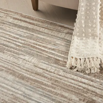 4' X 6' Ivory and Gray Abstract Non Skid Area Rug