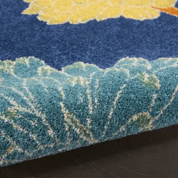 4' X 6' Blue Floral Power Loom Area Rug
