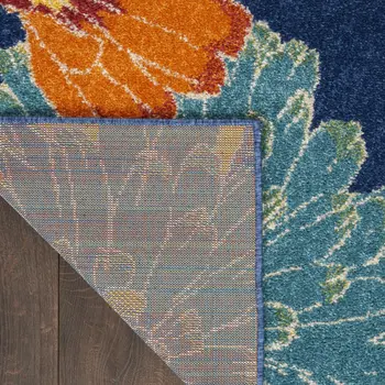 5' X 7' Blue Floral Power Loom Area Rug