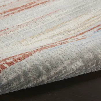 2' X 3' Ivory Red and Blue Abstract Non Skid Area Rug