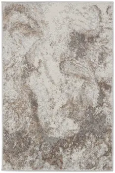 2' X 3' Ivory and Gray Abstract Non Skid Area Rug