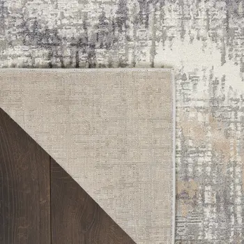 5' X 7' Ivory Gray and Brown Chevron Non Skid Area Rug