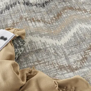 5' X 7' Ivory Gray and Brown Chevron Non Skid Area Rug