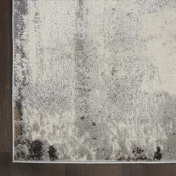 2' X 3' Ivory Black and Gray Abstract Non Skid Area Rug