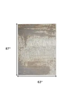 5' X 7' Gray and Ivory Abstract Non Skid Area Rug