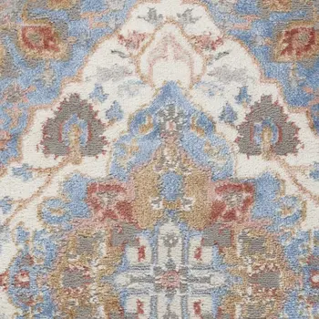 2' X 3' Ivory Blue and Orange Floral Non Skid Area Rug