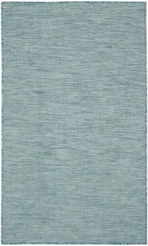 3' X 5' Aqua And Ivory Indoor Outdoor Area Rug