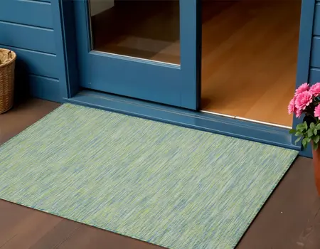 3' X 5' Blue And Green Indoor Outdoor Area Rug