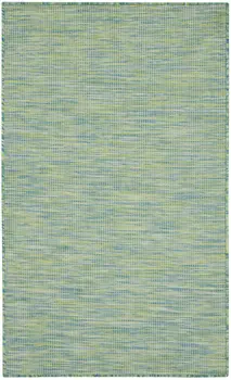 3' X 5' Blue And Green Indoor Outdoor Area Rug