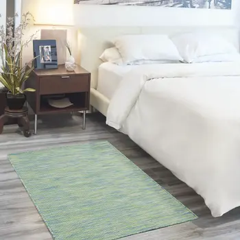 3' X 5' Blue And Green Indoor Outdoor Area Rug