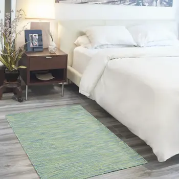 3' X 5' Blue And Green Indoor Outdoor Area Rug