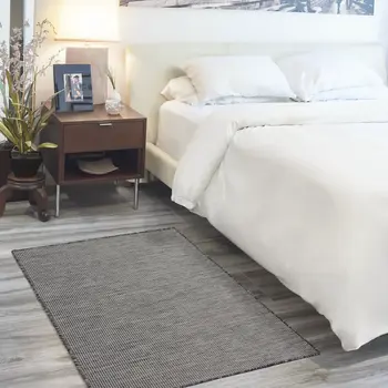 3' X 5' Charcoal And Ivory Indoor Outdoor Area Rug