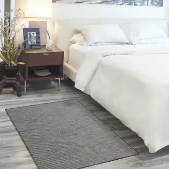 3' X 5' Charcoal And Ivory Indoor Outdoor Area Rug
