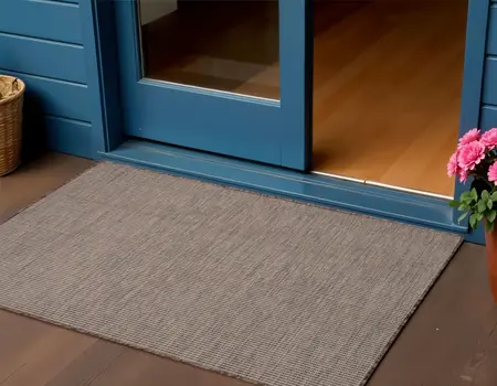 3' X 5' Natural Ivory And Brown Indoor Outdoor Area Rug