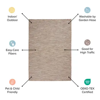 3' X 5' Natural Ivory And Brown Indoor Outdoor Area Rug