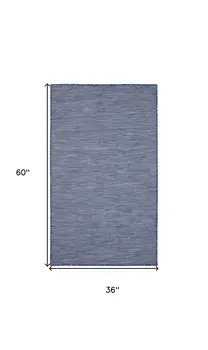 3' X 5' Navy Blue And Ivory Indoor Outdoor Area Rug