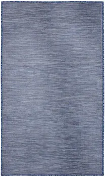 3' X 5' Navy Blue And Ivory Indoor Outdoor Area Rug