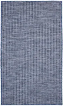 3' X 5' Navy Blue And Ivory Indoor Outdoor Area Rug