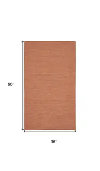 3' X 5' Rust And Ivory Indoor Outdoor Area Rug