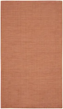 3' X 5' Rust And Ivory Indoor Outdoor Area Rug