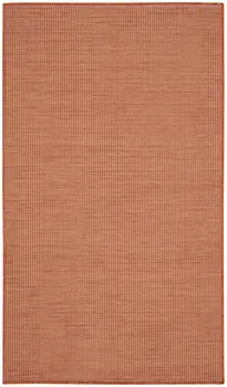 3' X 5' Rust And Ivory Indoor Outdoor Area Rug