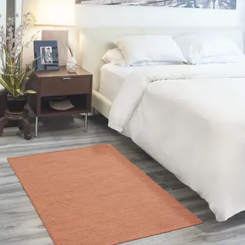 3' X 5' Rust And Ivory Indoor Outdoor Area Rug