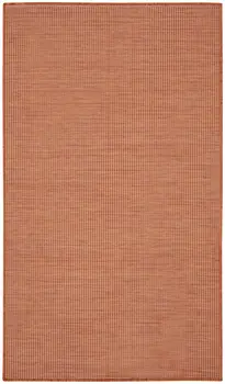 3' X 5' Rust And Ivory Indoor Outdoor Area Rug