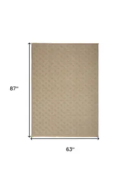5' X 7' Natural Geometric Flatweave Non Skid Area Rug With Fringe