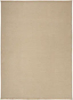 5' X 7' Natural Flatweave Non Skid Area Rug With Fringe